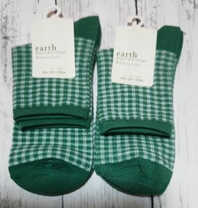 earth music＆ecology ソックス 23-25㎝　ギンガムチェック　2足