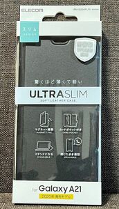 Galaxy A21 ケース カバー レザー 手帳 フラップ 薄型 スリム カードポケット マグネット カードポケット
