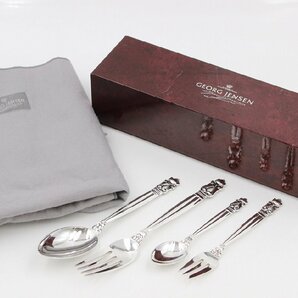 【行董】AA158BOM27 GEORG JENSEN ジョージジェンセン スプーン フォーク カトラリー セット 銀製品 SILVER 925 デンマーク製 洋食器 ①の画像1