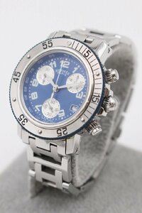 [ line .]AA195BOM22 HERMES Hermes Clipper chronograph QZ blue face unisex brand wristwatch 