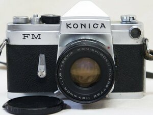 中古ジャンク【KONICA コニカ FM】一眼レフ フィルムカメラ レンズ HEXANON 1:1.8 f＝52mm KONISHIROKU
