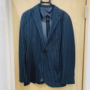 【H11489EM】1円～ MACKINTOSH PHILOSOPHY マッキントッシュフィロソフィー テーラードジャケット サイズ40R ストライプ 背抜 黒系 