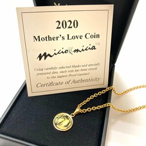 rm) Mother's Love Coin 2020 ミーチョミーチャ金貨 1/30オンス K24 純金 留め具 K18 チェーン部分メッキ ロング ※中古 美品 ケース付の画像1