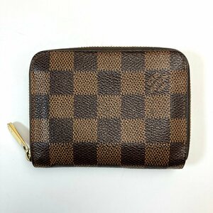 A) LOUIS VUITTON ルイヴィトン ダミエ ジッピー コイン パース N63070 カード/小銭 収納 保存袋付属 中古 USED