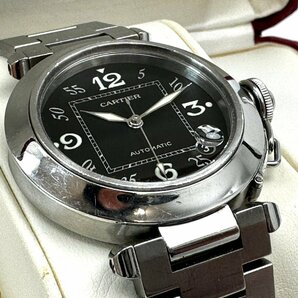 A)Cartier カルティエ パシャC 2324 100m/330ft AUTOMATIC デイト 腕時計 自動巻 動作品 箱・冊子付 中古の画像2