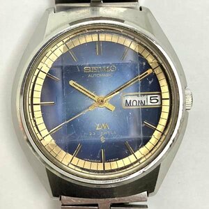 e)セイコー SEIKO 腕時計 LM ロードマティック ブルー Ref.5606-7270 自動巻き 9面カットガラス風防 腕回り約16.5cm 23石※稼働品 ジャンク