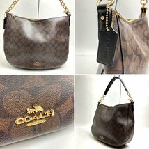 t)コーチ COACH シグネチャー ハンドバッグ ショルダーバッグ 2way F39527 ブラック×ブラウンカラー 鞄 中古 ※ショルダーストラップ有り_画像2