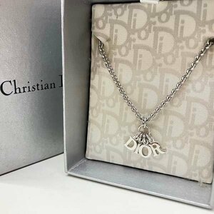 t)クリスチャン ディオール Christian Dior ネックレス DIORロゴトップ シルバーカラー 約8.8g ブランドアクセサリー 中古 ※箱有り