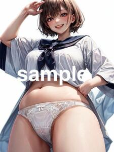 572 AI Girlsオリジナル美少女 コスプレアート A4ポスター イラスト 高画質 光沢紙 セクシー セーラー服 パンティ 巨乳 ローアングル 