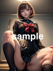 691 AI Girlsオリジナル美少女 コスプレアート A4ポスター イラスト 高画質 光沢紙 セクシー セーラー服 パンティ ローアングル 