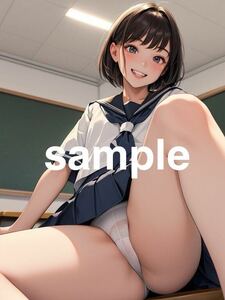 786 AI Girls オリジナル美少女 コスプレ アート A4ポスター イラスト 高画質 光沢紙 セクシー セーラー服 パンティ ローアングル