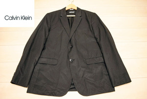 Calvin Klein カルバンクライン 2釦 黒 ポリビスコース スプリング テーラード ブレザー ジャケット L 春 (J0051304)