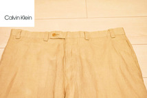 Calvin Klein カルバンクライン リネン100% 麻 サマー スラックス パンツ W36 L29 XL 夏 (J0051310)_画像1