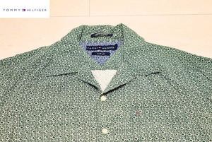 TOMMY HILFIGER トミー ヒルフィガー 高級 シルク100% 開襟 オープンカラー 半袖 シャツ L 夏 (J0051607)