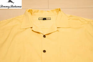 TommyBahama トミーバハマ 高級 シルク ココナッツボタン 開襟 オープンカラー 半袖 プレーン アロハシャツ XL 夏 (R0052011)
