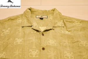 TommyBahama トミーバハマ 高級 シルク 100% ココナッツボタン 開襟 オープンカラー 半袖 アロハシャツ XL 夏 (R0052101)