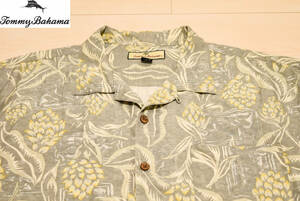 TommyBahama トミーバハマ 高級 シルク 100% ココナッツボタン 開襟 オープンカラー 半袖 アロハシャツ 2XL 夏 (J0052908)