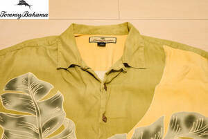 TommyBahama トミーバハマ 高級 シルク 100% ココナッツボタン 開襟 オープンカラー 半袖 アロハシャツ XL 夏 (R0052912)