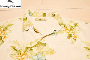TommyBahama トミーバハマ 高級 シルク 100% ココナッツボタン 開襟 オープンカラー 半袖 アロハシャツ 2XL 夏 (R0052913)