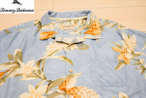 TommyBahama トミーバハマ 高級 シルク 100% ココナッツボタン 開襟 オープンカラー 半袖 アロハシャツ 2XL 夏 (R0052911)