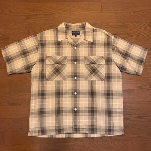 PENDLETON オープンカラーシャツ Mサイズ オンブレ 麻混合 チェック 半袖シャツ ヘンプシャツ