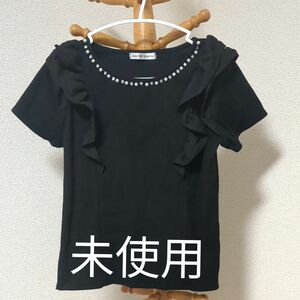【未使用】黒 Tシャツ 半袖　キラキラ　フリル