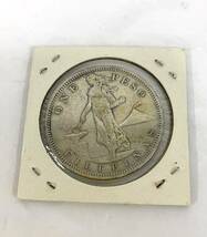 古銭 アメリカ領フィリピン FILIPINAS 1 ペソ 1909年 銀貨 硬貨 現状品 カ4_画像1