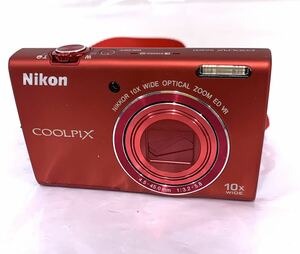 動作未確認 Nikon ニコン コンパクトデジタルカメラ デジカメCOOLPIX S6200レッドカラー系 4.5-45.0mm 1：3.2-5.8 現状品 カ15