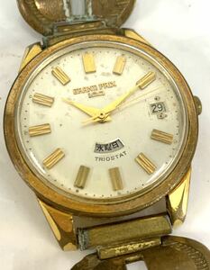 稼働品 ORIENT オリエント GRAND PRIX 100 TRIOSTAT T-55407 腕時計 自動巻き デイデイト 14K GOLD 現状品 カ4
