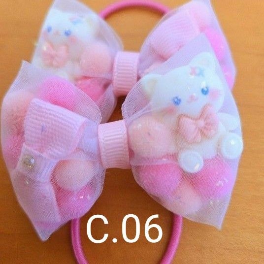 キッズヘアゴム＊リボン＊ねこちゃん＊C06