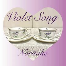 Noritake VIOLET SONG カップ&ソーサー ペア 紅茶コーヒー兼用 ヴァイオレットソング 陶磁器 バイオレット 花柄 ノリタケ _画像1