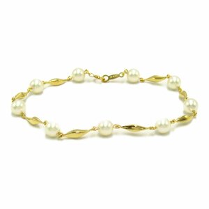  Mikimoto Akoya pearl bracele brand off MIKIMOTO K18( yellow gold ) bracele K18 used lady's 