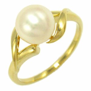  Mikimoto жемчуг кольцо бренд off MIKIMOTO K18( желтое золото ) кольцо * кольцо K18 б/у женский 