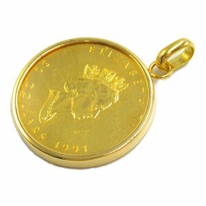  ювелирные изделия 1OZ монета верх бренд off JEWELRY K18( желтое золото ) подвеска с цепью K24/K18 б/у мужской женский 