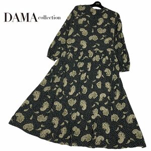 美品　dama collection　ダーマコレクション　dinos　ディノス　ドット　水玉　ペイズリー　総柄　ロングワンピース