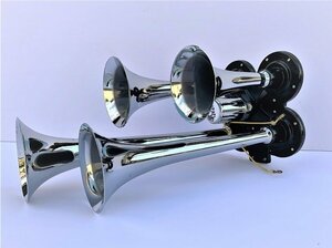 【即決】4連型 350mm/295mm/230mm/170mm 24V ヤンキーホーン エアーホーン バイク トラック 積載車 アメ車 デコトラ ハッカー ダンプ