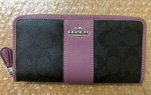 美品 コーチ coach 長財布 シグネチャー ラウンドファスナー レディース