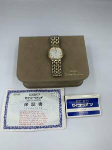  ultimate beautiful goods SEIKO Dolce 5E30-6A00 Seiko Dolce white face original belt Gold & silver combination white face men's wristwatch new goods battery replaced 