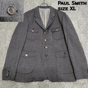 １円〜　Paul Smith ポールスミス　テーラードジャケット　動物　ウール　XL　メンズ　希少サイズ　大きい　アウトドア　古着　レア　希少