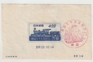 ◆小型シート　使用済◆鉄道７５年　記念印初日　東京　
