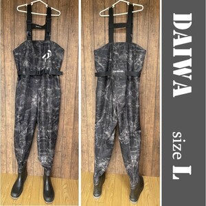 DAIWA way da-L size |FW-4300R-T, boots way da-, radial sole, chest high, crack black, black 