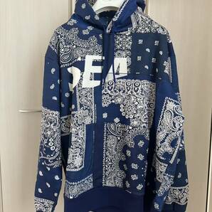 wind and sea MIYAGI HIDETAKA X WDS HOODIE Blu size XLスウェットパーカー ペイズリー バンダナの画像3