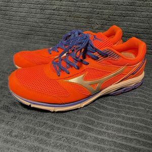 【即決】 「ミズノ ウェーブエアロ16 25.5cm」 オレンジ×ブルー MIZUNO WAVE AERO ランニングシューズ J1GA173603