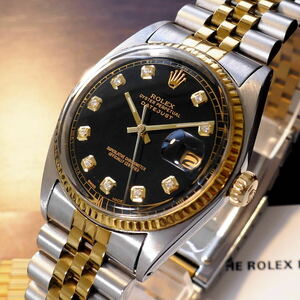 ★デッドS級極美!!■ROLEX デイトジャスト■10Pダイヤ ブラック文字盤■R1601★OH済!!