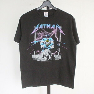 H482 2000年代製 DELTA デルタ BATMAN バットマン プリントTシャツ■00s 表記Mサイズ 黒 ブラック アメカジ ストリート キャラ 古着卸 90s