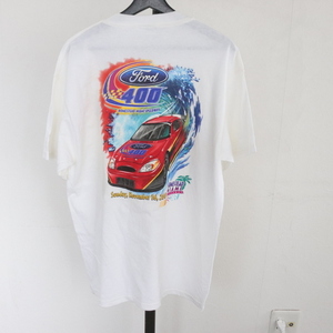 V422 2003年製 DELTA デルタ 半袖プリントTシャツ■00s 表記Lサイズ レーシング FORD 白 ホワイト アメカジ ストリート 古着 古着卸 激安