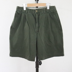 I463 90s Vintage NEWRIVER cotton shorts #1990 period made inscription 32 -inch khaki two tuck American Casual Street old clothes old clothes .80s