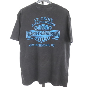 M392 2000年代製 HARLEYDAVIDSON ハーレーダビッドソン 半袖プリントTシャツ■00s 表記Lサイズ 黒 ブラック ピエロ モーターサイクル 古着の画像2