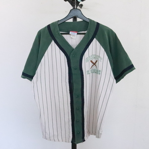 X482 2000年代製 Champion チャンピオン ベースボールシャツ■00s 表記Lサイズ アイボリー Tシャツ生地 アメカジ ストリート 古着 激安 90s