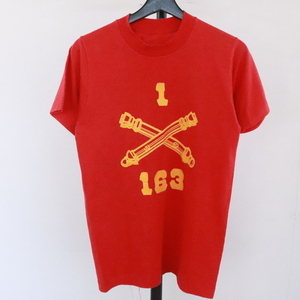 X490 80sビンテージ 半袖プリントTシャツ■1980年代製 約XSサイズ レッド 赤 シングル アメカジ ストリート 古着 古着卸 激安 希少 検 90s